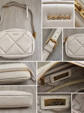 Baldinini White Leather Quilted Crossbody Bag Gold Hardware